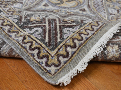Grey 11'10" x 18'6" Transitional Hand knotted Wool/Silk Rug - Sku: O078016