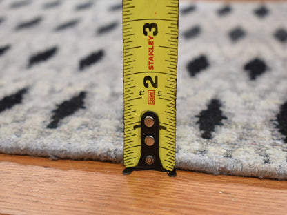Grey 1'9" x 2'0" Modern / Contemporary Hand knotted Wool/Silk Rug - Sku: O078019