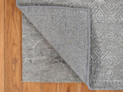 Grey 2'0" x 2'1" Wool and Silk Hand knotted Wool/Silk Rug - Sku: O078021