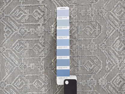 Grey 2'0" x 2'1" Wool and Silk Hand knotted Wool/Silk Rug - Sku: O078021