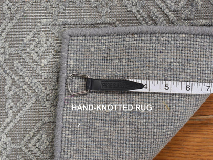 Grey 2'0" x 2'1" Wool and Silk Hand knotted Wool/Silk Rug - Sku: O078021