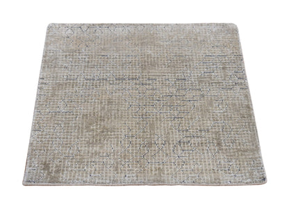 Modern / Contemporary hand-knotted wool/silk rug in Beige, 2'0" x 2'3", SKU O078027
