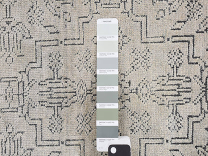 Grey 2'0" x 2'1" Modern / Contemporary Hand knotted Wool/Silk Rug - Sku: O078029