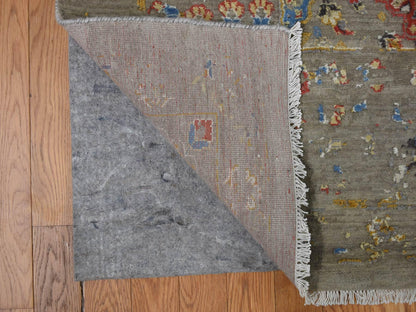 Transitional hand-knotted wool/silk rug in Beige, 12'0" x 18'0", SKU O078033
