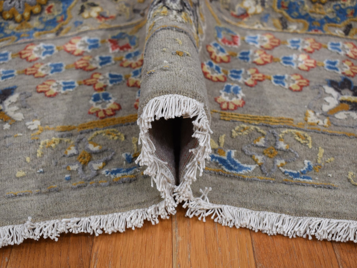 Transitional hand-knotted wool/silk rug in Beige, 12'0" x 18'0", SKU O078033