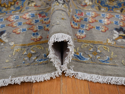 Transitional hand-knotted wool/silk rug in Beige, 12'0" x 18'0", SKU O078033