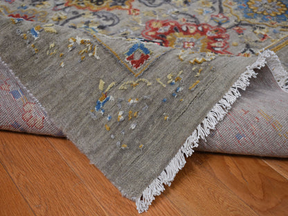 Transitional hand-knotted wool/silk rug in Beige, 12'0" x 18'0", SKU O078033