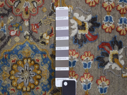 Transitional hand-knotted wool/silk rug in Beige, 12'0" x 18'0", SKU O078033