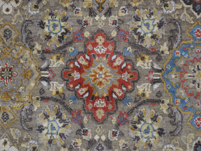 Transitional hand-knotted wool/silk rug in Beige, 12'0" x 18'0", SKU O078033
