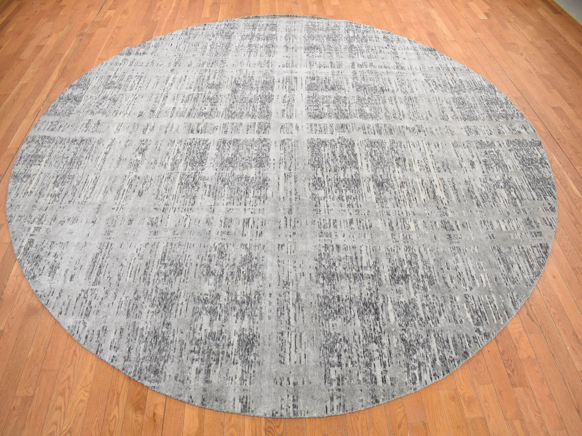 Modern / Contemporary hand-knotted wool rug in Gray, 11'10" x 11'10", SKU O078035