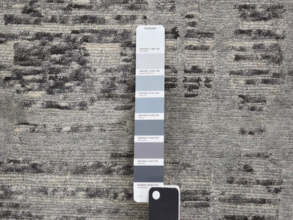 Grey 11'10" x 11'10" Modern / Contemporary Hand knotted Wool Rug - Sku: O078035