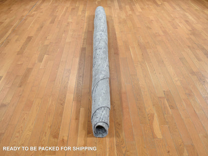 Grey 11'10" x 11'10" Modern / Contemporary Hand knotted Wool Rug - Sku: O078035