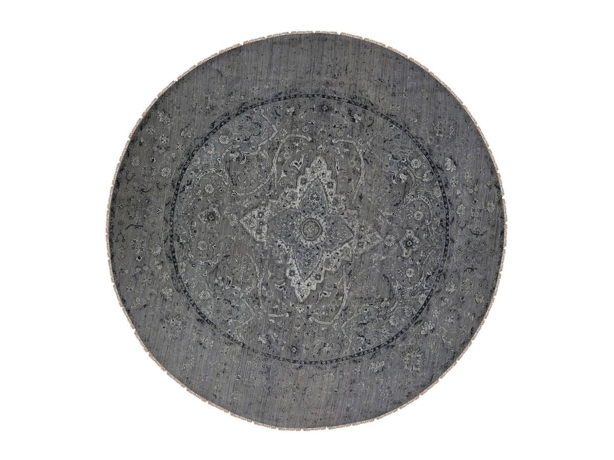 Transitional hand-knotted wool rug in Gray, 12'0" x 12'0", SKU O078036
