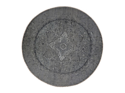Grey 12'0" x 12'0" Transitional Hand knotted Wool Rug - Sku: O078036
