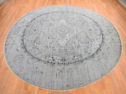 Transitional hand-knotted wool rug in Gray, 12'0" x 12'0", SKU O078036