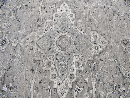 Grey 12'0" x 12'0" Transitional Hand knotted Wool Rug - Sku: O078036