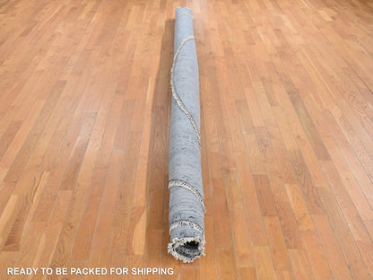 Grey 12'0" x 12'0" Transitional Hand knotted Wool Rug - Sku: O078036