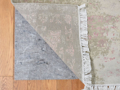 Grey 12'0" x 15'4" Modern / Contemporary Hand knotted Wool/Silk Rug - Sku: O078037