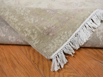 Grey 12'0" x 15'4" Modern / Contemporary Hand knotted Wool/Silk Rug - Sku: O078037