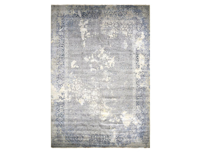 Grey 12'0" x 18'0" Modern / Contemporary Hand knotted Wool/Silk Rug - Sku: O078038