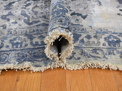 Grey 12'0" x 18'0" Modern / Contemporary Hand knotted Wool/Silk Rug - Sku: O078038