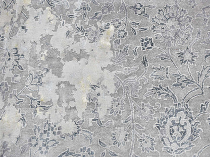 Grey 12'0" x 18'0" Modern / Contemporary Hand knotted Wool/Silk Rug - Sku: O078038