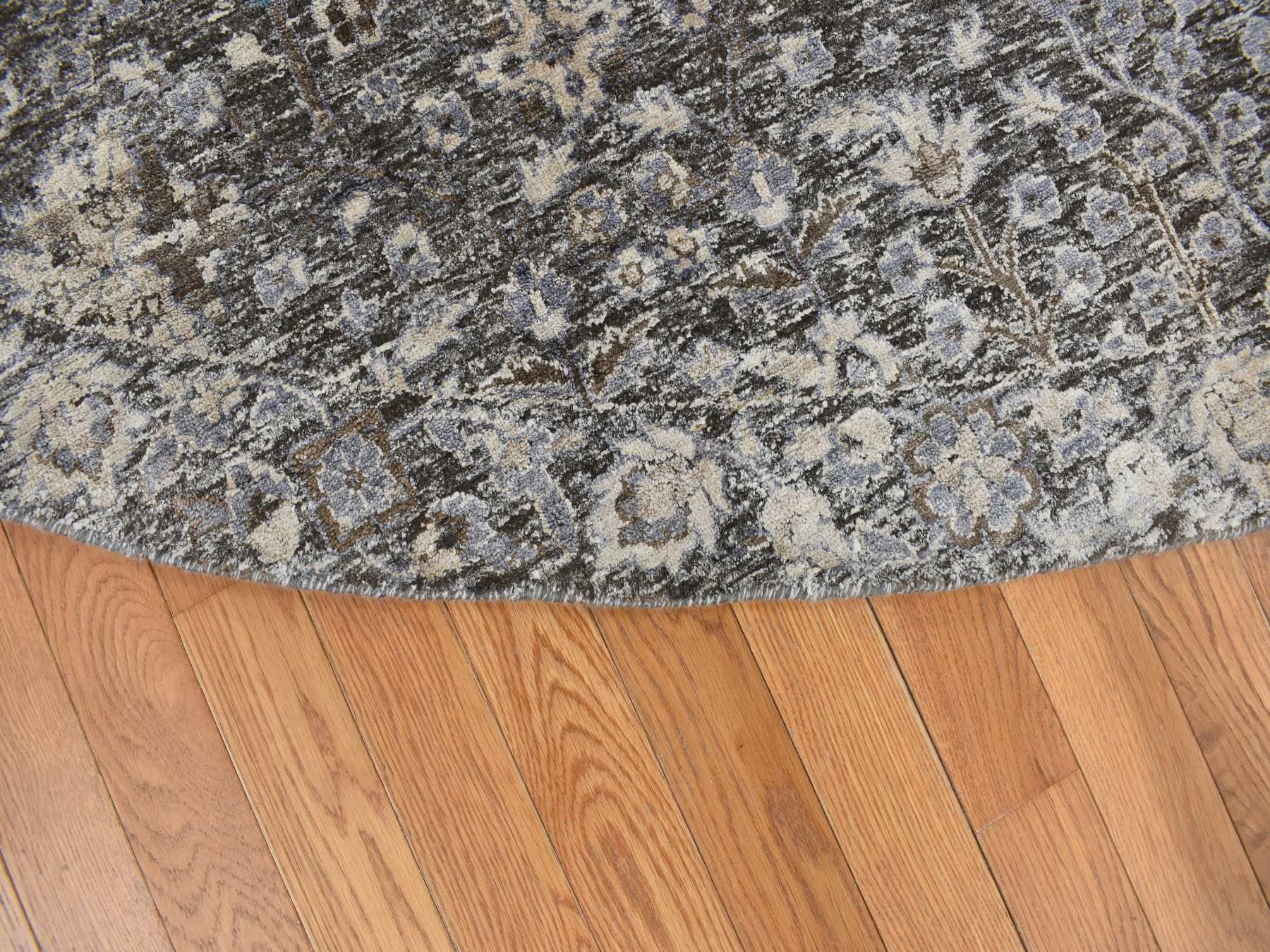 Transitional hand-knotted wool/silk rug in Brown, 11'9" x 11'9", SKU O078043