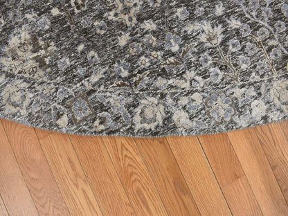 Transitional hand-knotted wool/silk rug in Brown, 11'9" x 11'9", SKU O078043