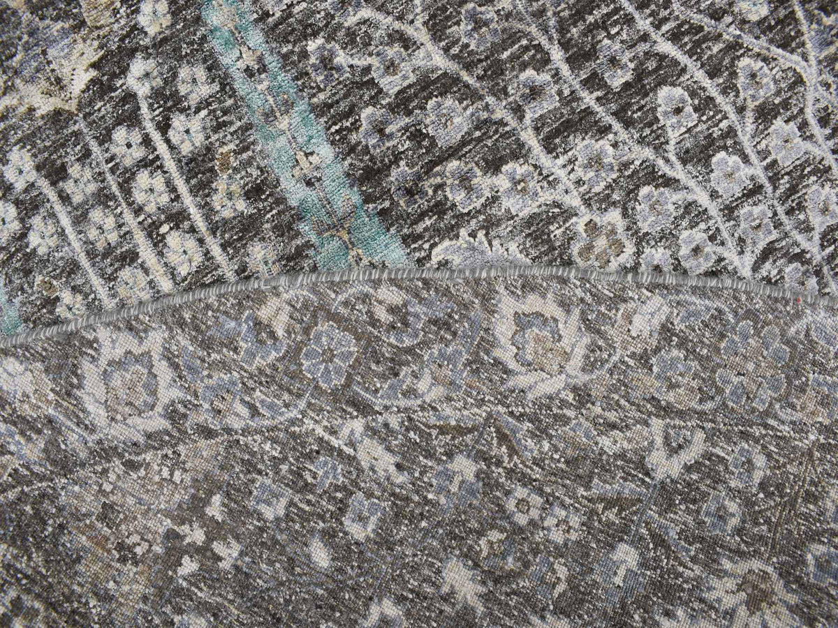 Transitional hand-knotted wool/silk rug in Brown, 11'9" x 11'9", SKU O078043