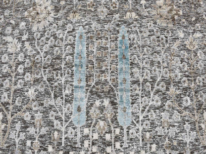 Transitional hand-knotted wool/silk rug in Brown, 11'9" x 11'9", SKU O078043