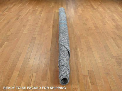 Brown 11'9" x 11'9" Transitional Hand knotted Wool/Silk Rug - Sku: O078043