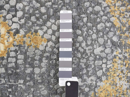 Grey 2'10" x 6'0" Transitional Hand knotted Wool/Silk Rug - Sku: O078047
