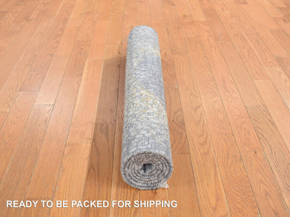 Grey 2'10" x 6'0" Transitional Hand knotted Wool/Silk Rug - Sku: O078047