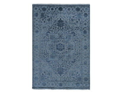 Grey 6'0" x 9'2" Traditional Hand knotted Wool/Silk Rug - Sku: O078049