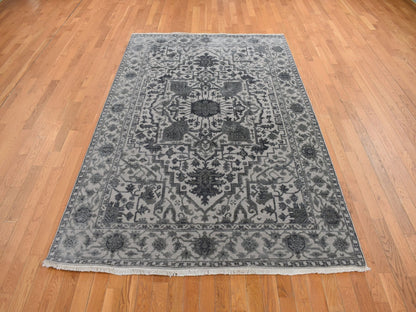 Grey 6'0" x 9'2" Traditional Hand knotted Wool/Silk Rug - Sku: O078049