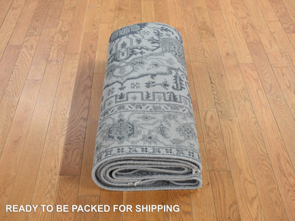 Grey 6'0" x 9'2" Traditional Hand knotted Wool/Silk Rug - Sku: O078049