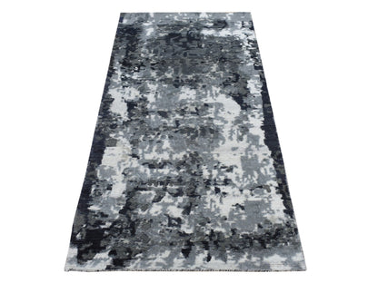 Grey 2'7" x 5'9" Modern / Contemporary Hand knotted Wool/Silk Rug - Sku: O078051