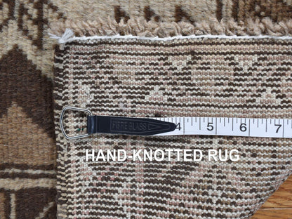 Tribal hand-knotted wool runner in Brown, 3'2" x 6'1", SKU O078054