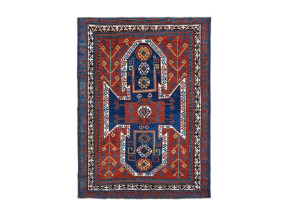 Red 6'10" x 9'3" Antique Hand knotted Wool Rug - Sku: O078056