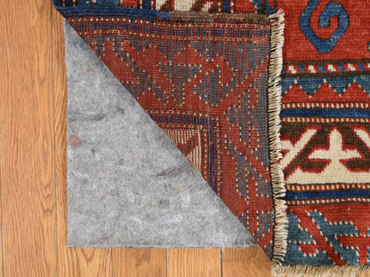 Red 6'10" x 9'3" Antique Hand knotted Wool Rug - Sku: O078056