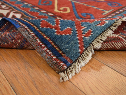 Red 6'10" x 9'3" Antique Hand knotted Wool Rug - Sku: O078056