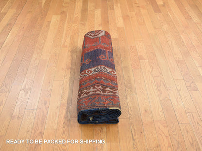 Red 6'10" x 9'3" Antique Hand knotted Wool Rug - Sku: O078056
