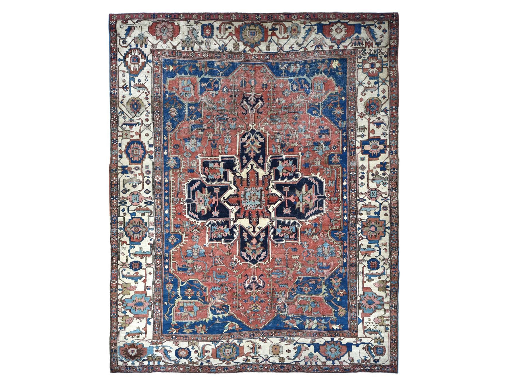 Heriz Antique hand-knotted wool rug in Red, 11'3" x 15'3", SKU O078057