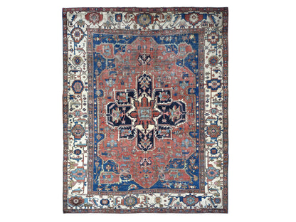 Red 11'3" x 15'3" Antique Hand knotted Wool Rug - Sku: O078057
