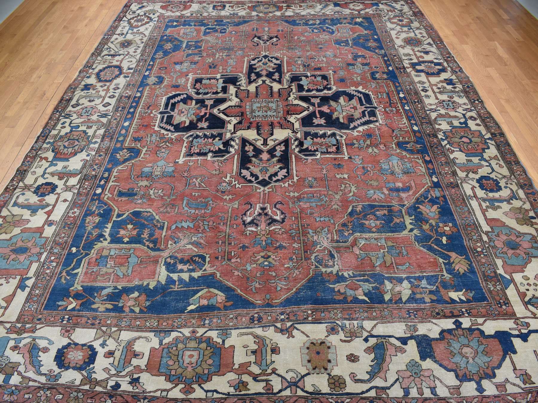 Heriz Antique hand-knotted wool rug in Red, 11'3" x 15'3", SKU O078057