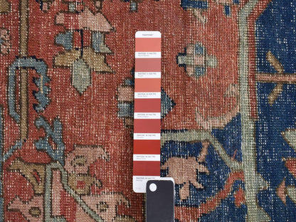 Red 11'3" x 15'3" Antique Hand knotted Wool Rug - Sku: O078057