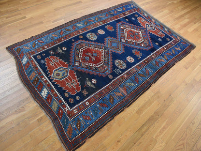 Kazak Antique hand-knotted wool runner in Blue, 6'2" x 9'9", SKU O078060