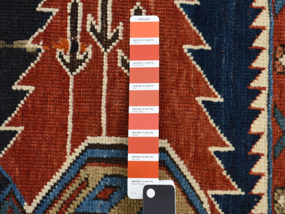 Kazak Antique hand-knotted wool runner in Blue, 6'2" x 9'9", SKU O078060