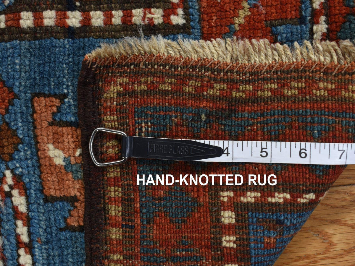 Kazak Antique hand-knotted wool runner in Blue, 6'2" x 9'9", SKU O078060