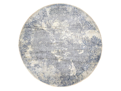 Kashan Transitional hand-knotted wool/silk rug in Gray, 11'10" x 11'10", SKU O078065